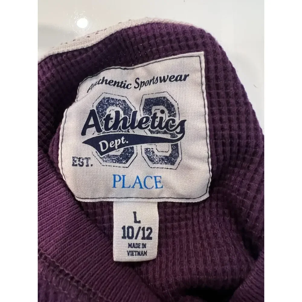 The Children's Place Boys Large 10/12 Purple Thermal Waffle Knit Shirt Space UFO
